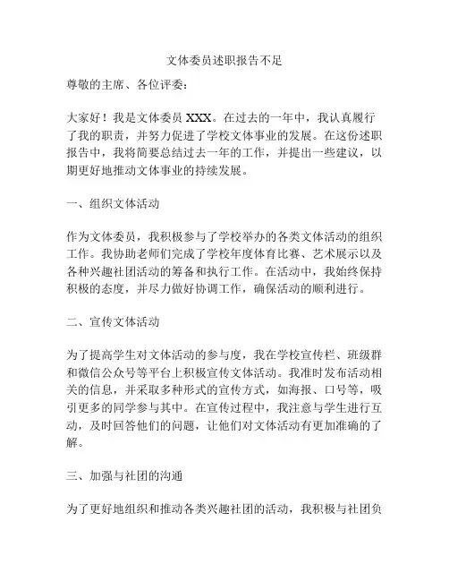 文体委员述职报告不足