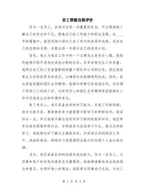 员工晋级自我评价