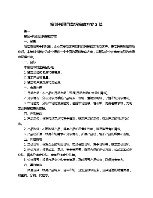 策划书项目营销策略方案3篇