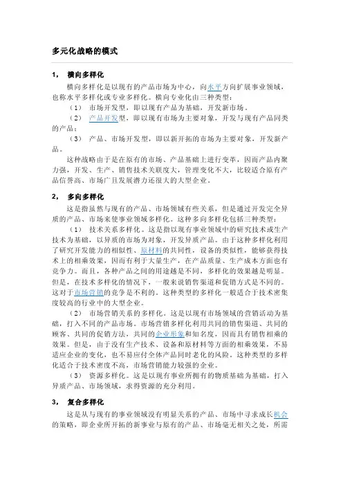 多元化战略的模式