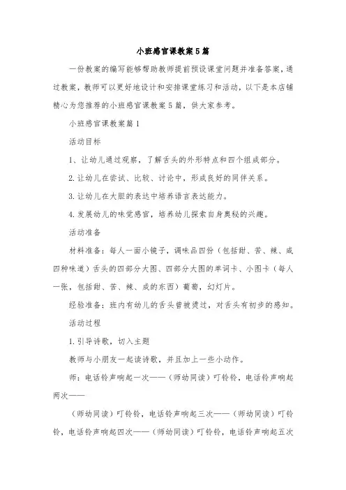 小班感官课教案5篇