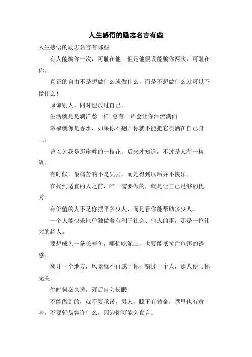 人生感悟的励志名言有些