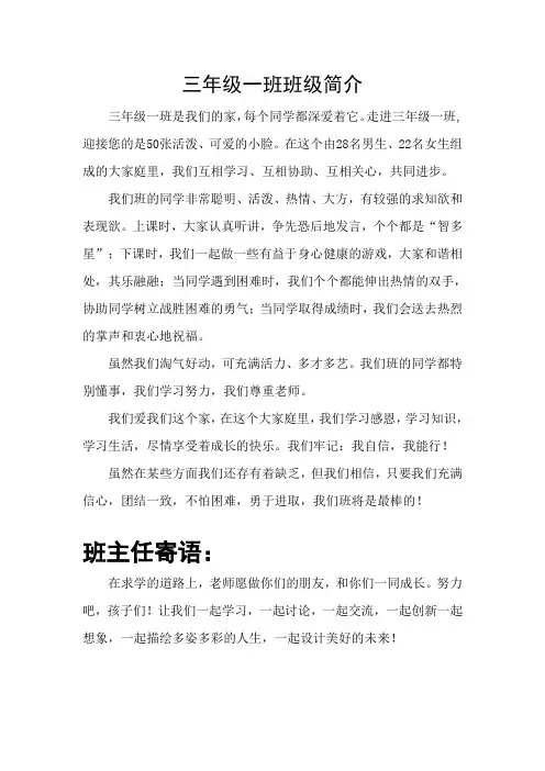三年级一班班级简介