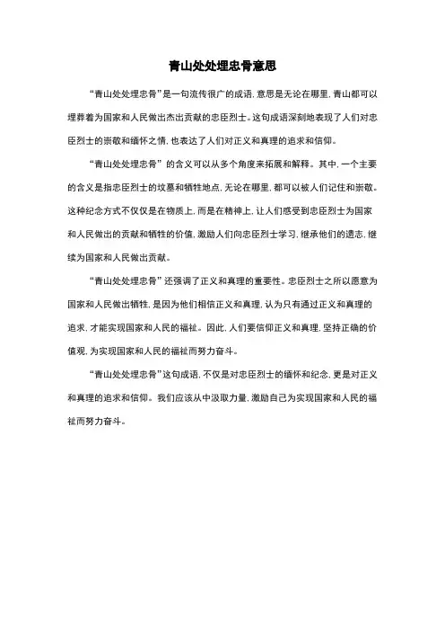 青山处处埋忠骨意思