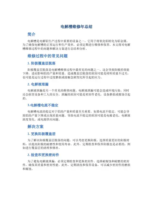 电解槽维修年总结