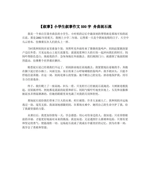 【叙事】小学生叙事作文500字 舟曲泥石流