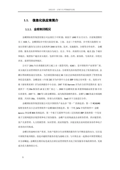 信息化供应商简介
