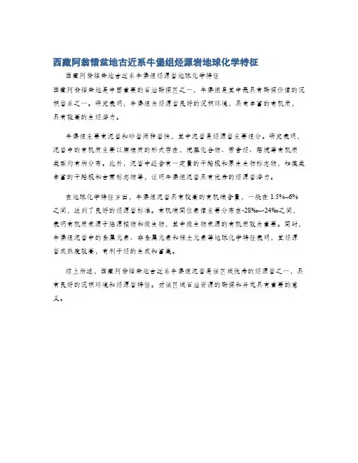 西藏阿翁错盆地古近系牛堡组烃源岩地球化学特征