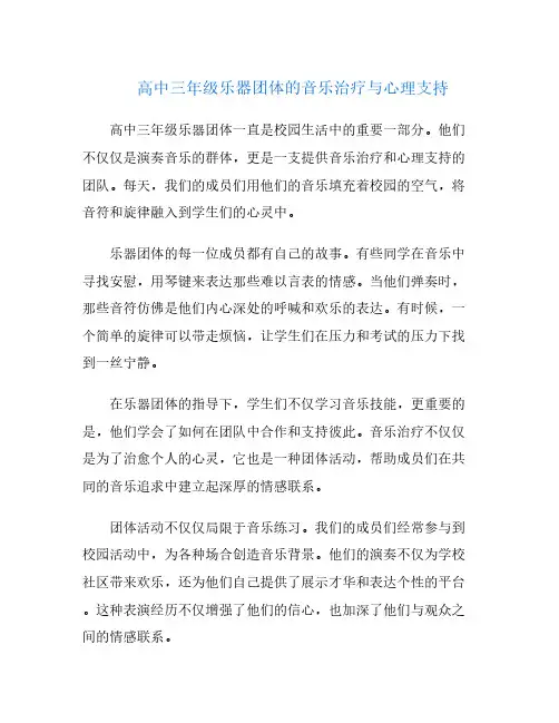 高中三年级乐器团体的音乐治疗与心理支持