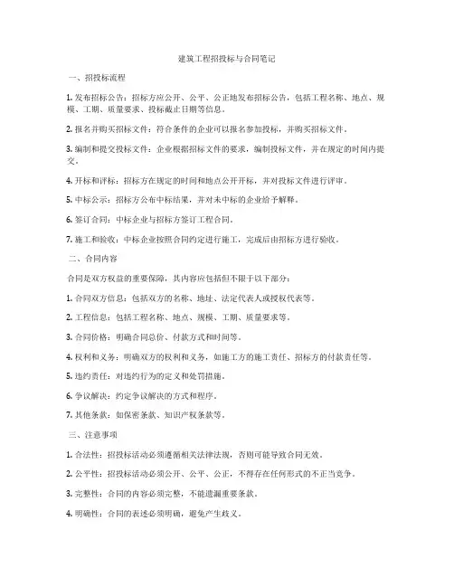 建筑工程招投标与合同笔记