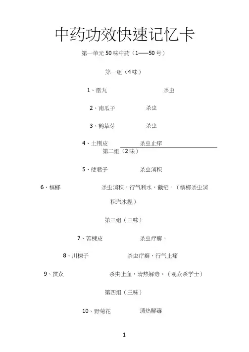 执业药师应考整理速记中药功效快速记忆卡