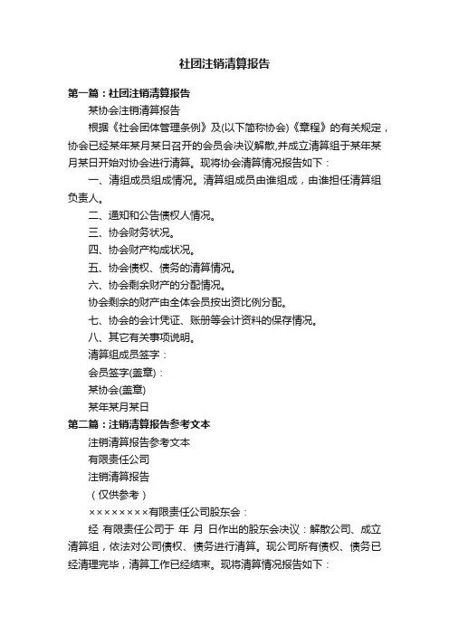 社团注销清算报告