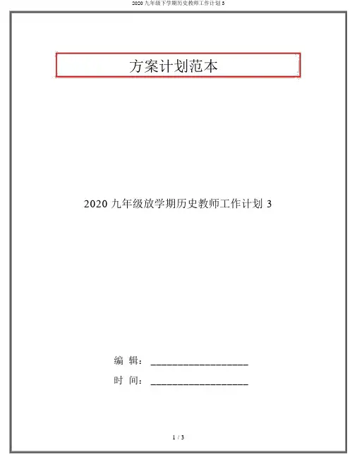 2020九年级下学期历史教师工作计划3