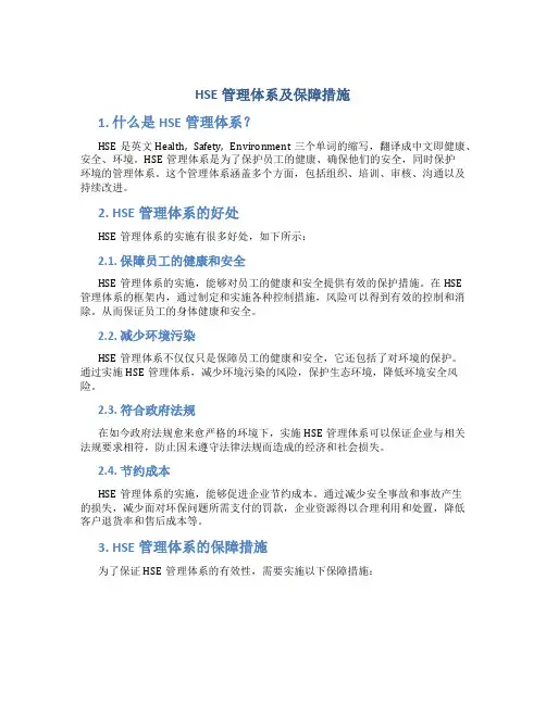 hse管理体系及保障措施