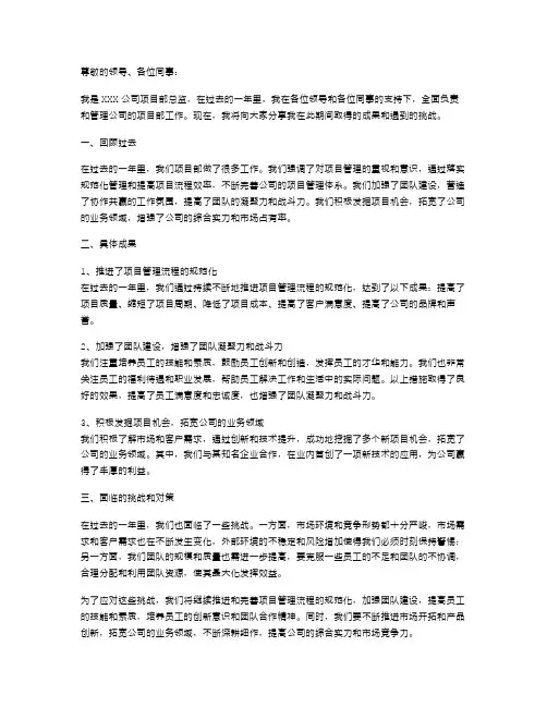 项目部总监述职报告