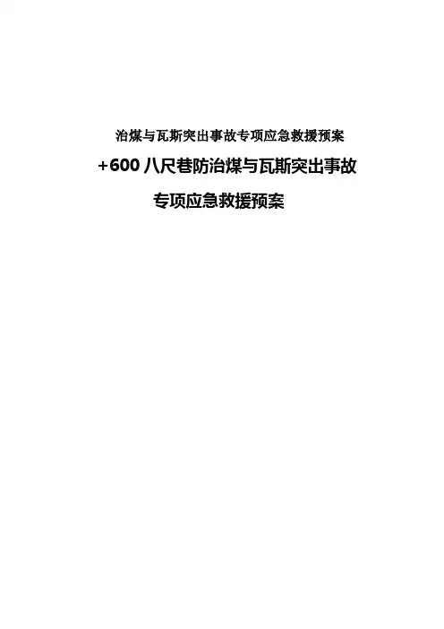 治煤与瓦斯突出事故专项应急救援预案