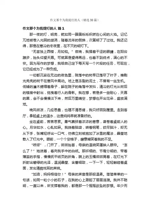 作文那个为我提灯的人（精选30篇）