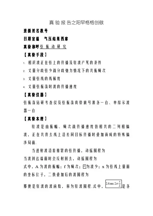 弦振动实验 报告