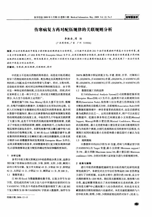 伤寒病复方药对配伍规律的关联规则分析