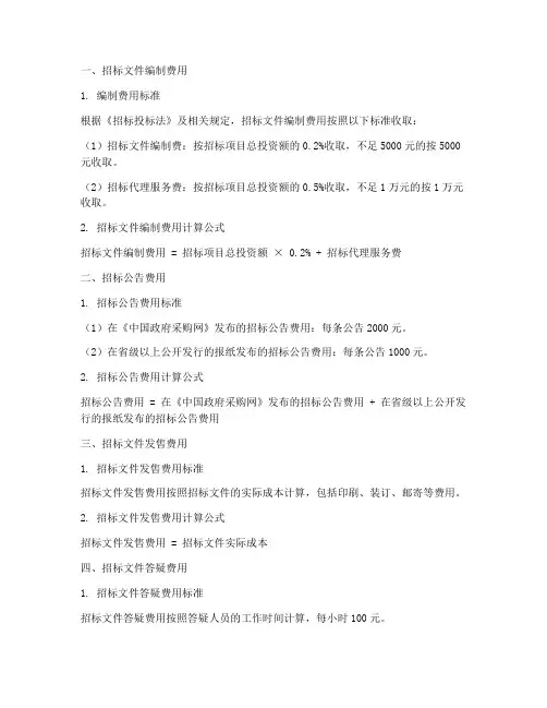 招标文件费用明细