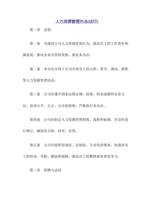 人力资源管理办法(试行)