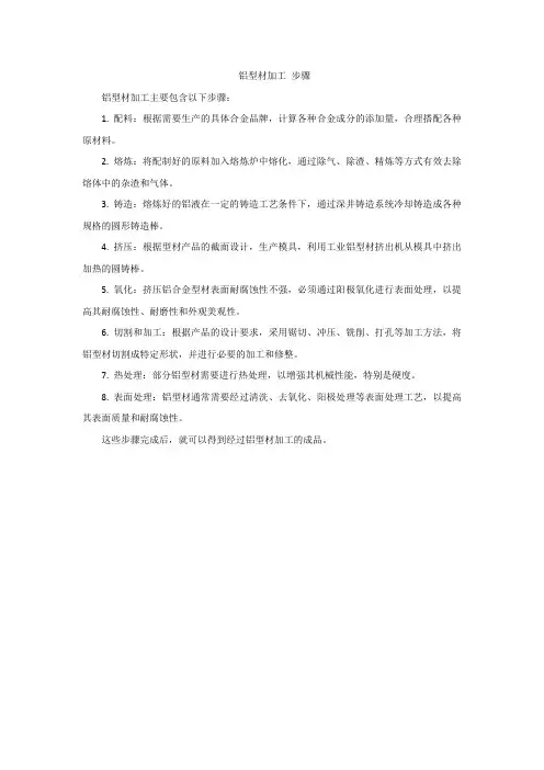 铝型材加工 步骤