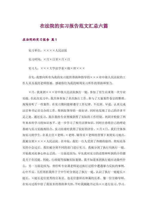 在法院的实习报告范文汇总六篇