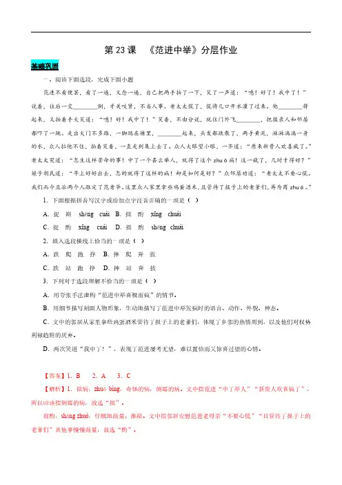 范进中举(分层作业)(教师版) 2024-2025学年九年级语文上册同步课堂(统编版)(学生专用)