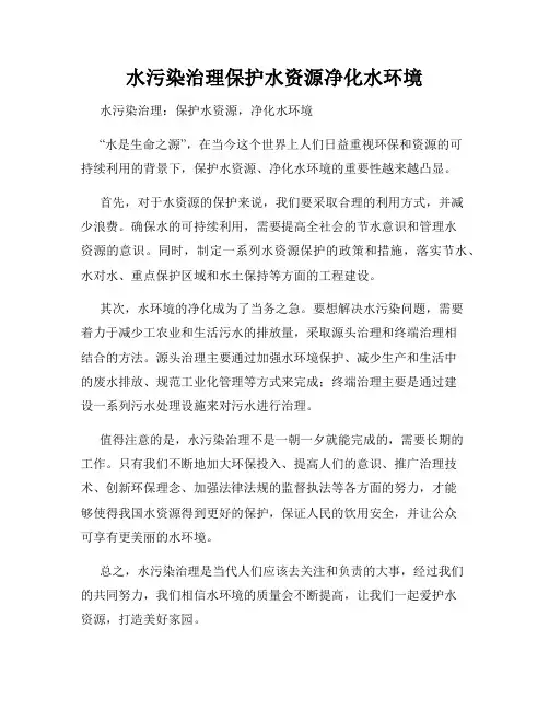 水污染治理保护水资源净化水环境