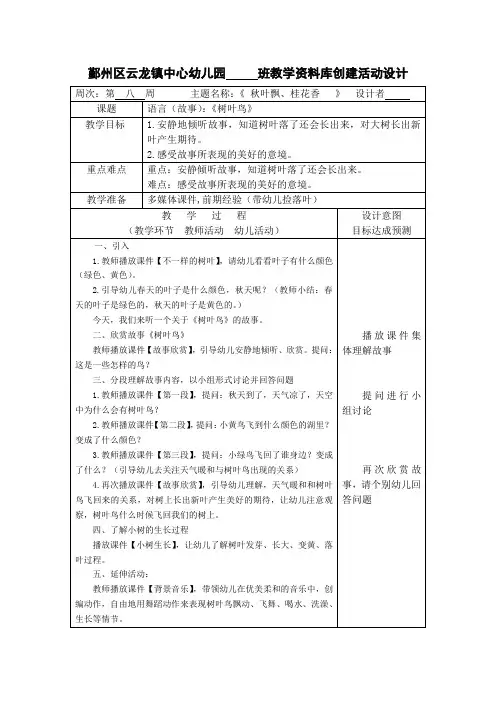 语言(故事)：《树叶鸟》