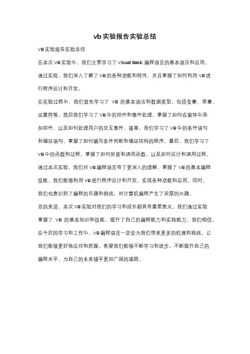 vb实验报告实验总结