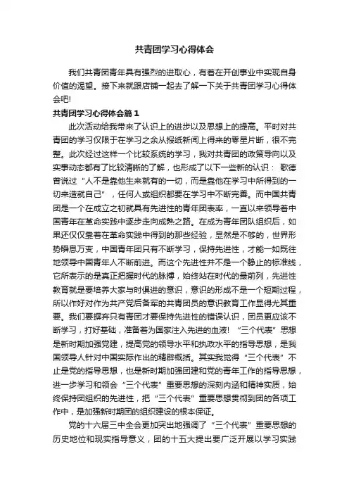 共青团学习心得体会