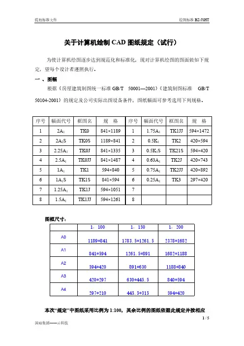 工程图纸画图标准