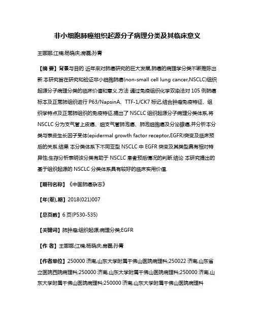 非小细胞肺癌组织起源分子病理分类及其临床意义