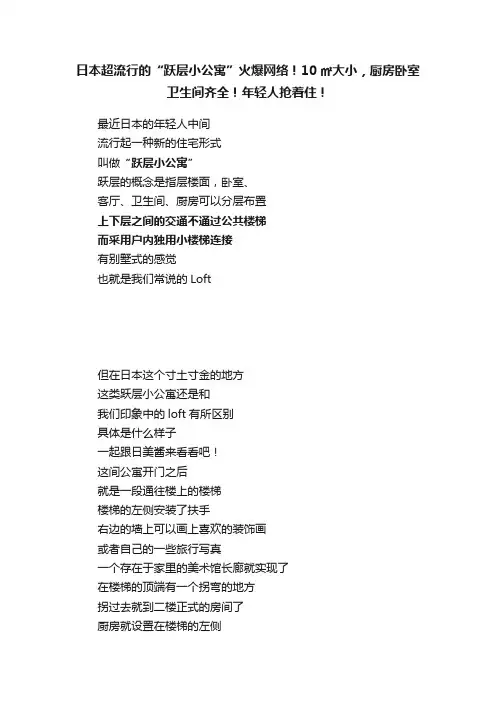 日本超流行的“跃层小公寓”火爆网络！10㎡大小，厨房卧室卫生间齐全！年轻人抢着住！
