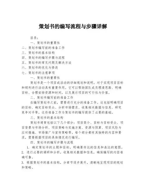 策划书的编写流程与步骤详解