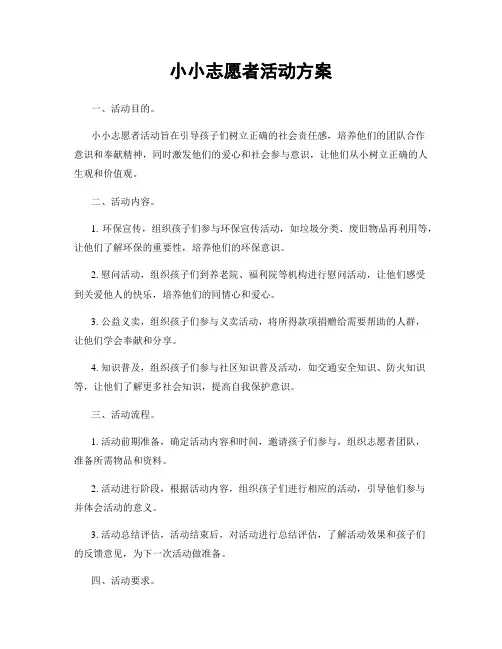 小小志愿者活动方案