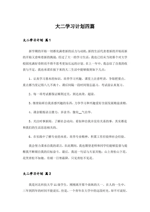 实用文_大二学习计划四篇