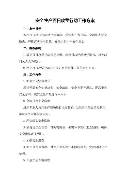 安全生产百日攻坚行动工作方案