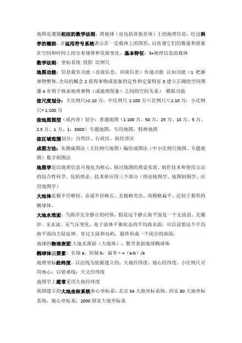 地图学考点资料大全