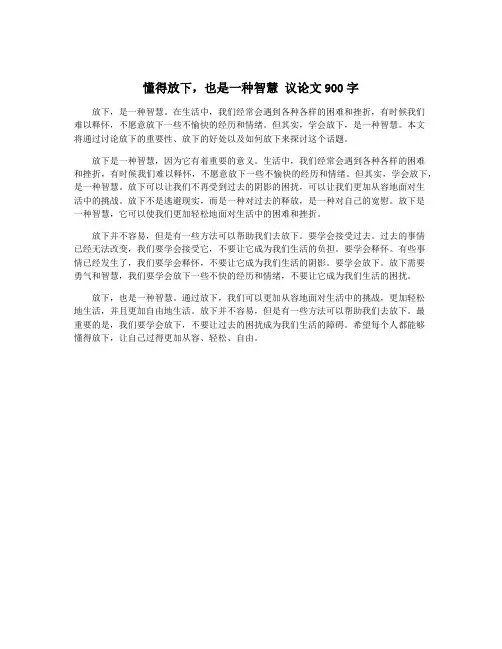 懂得放下,也是一种智慧 议论文900字
