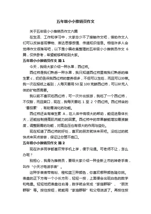 关于五年级小小推销员作文六篇