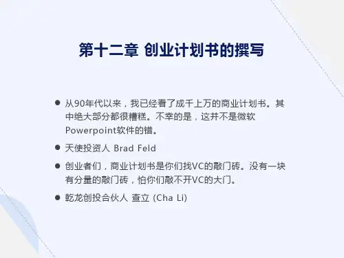 创业计划书的撰写