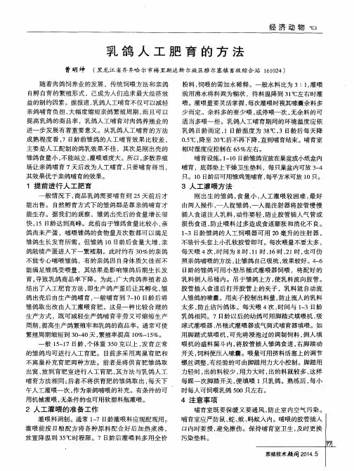 乳鸽人工肥育的方法