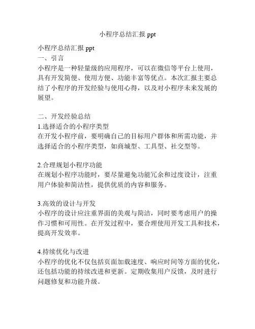 小程序总结汇报ppt