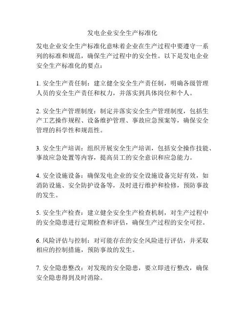 发电企业安全生产标准化