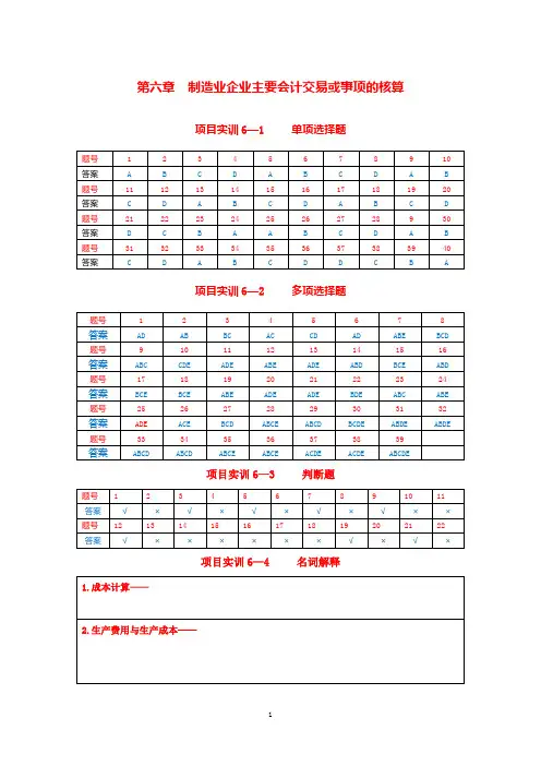 6、第六章    制造业企业主要会计交易或事项的核算