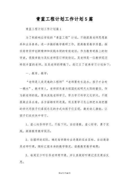 青蓝工程计划工作计划5篇