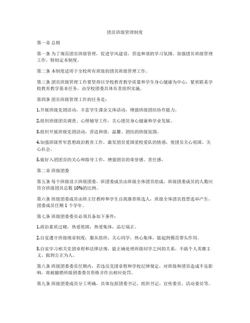 团员班级管理制度