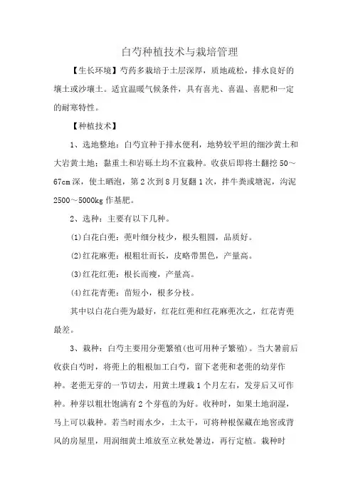 白芍种植技术与栽培管理